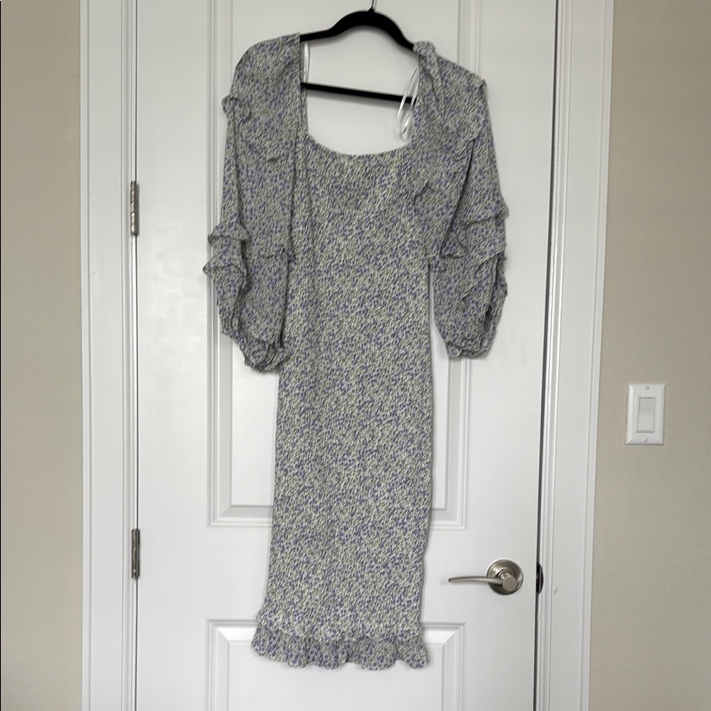 Petal & Pup Floral Blue Midi Bodycon Dress